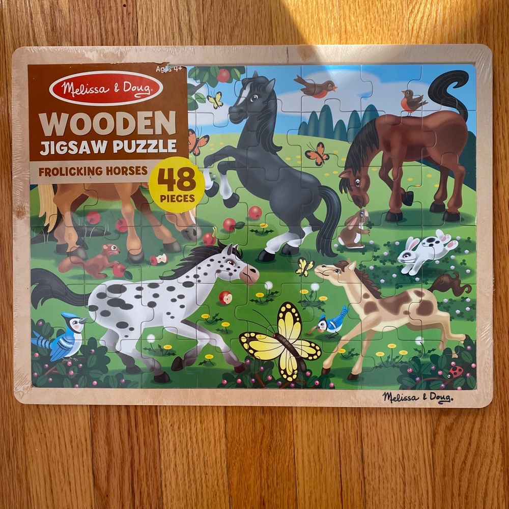 Melissa & Doug Wooden Puzzle Frolicking Horses